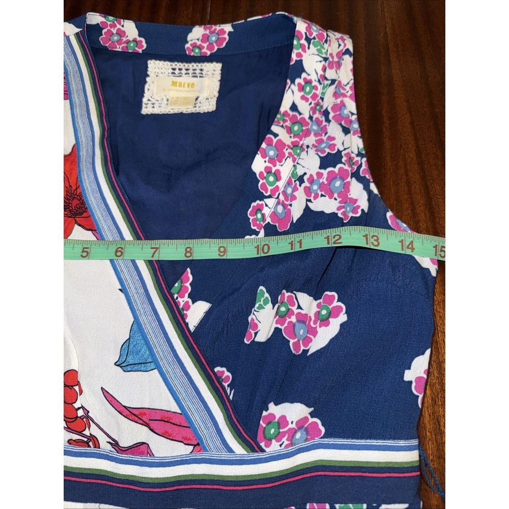 Maeve Anthropologie Botanica Patchwork Dress Women's Size 00 Petite Midi Wrap - Picture 9 of 11
